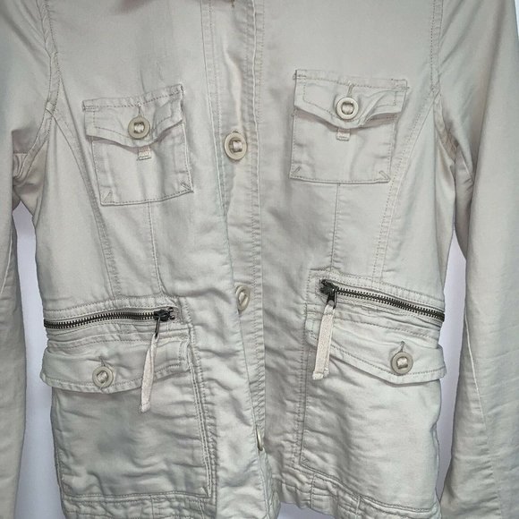 Jacob Connexion Womens Jacket Size M Beige Button Front Fall Coat - Picture 2 of 7